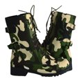 thumbnail image 1 of Dakaela Women's Combat Boots Lace up Chunky Heel Platform Ankle Booties Green Motorcycle Riding Shoes, 1 of 4