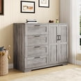 thumbnail image 4 of Garvee Armoire Garde-Robe de 43,3 Po H avec 4 Tiroirs et 2 Portes, Tringle, Gris, 4 of 7
