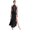 thumbnail image 3 of YiZYiF Robe de Performance de Danse Lyrique Longue pour Femmes, Dos Croisé Fendu, Danse de Salon Moderne, Noir, TP, 3 of 7