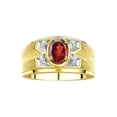 thumbnail image 1 of RYLOS Men's Rings 14K Yellow Gold Rings Classic Designer Style 8X6MM Oval Gemstone &  Diamond Ring Garnet January Birthstone Rings For Men Size 9, 1 of 7
