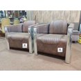 thumbnail image 1 of Furniture- Sofa, Retro Brown TG Leather & Aluminum (2 Chair), 1 of 4