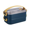 thumbnail image 1 of EGNMCR Microwave Lunch Box Japanese Wood Bento Box 2 Layer Container Storage New dish towel, 1 of 6