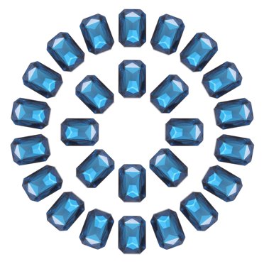 Uxcell Octagon Rectangle Rhinestones Crystal Faceted Rhinestones with Silver Plated Glass Gems for Crafts 50pcs 10x14MM Peacock Blue
