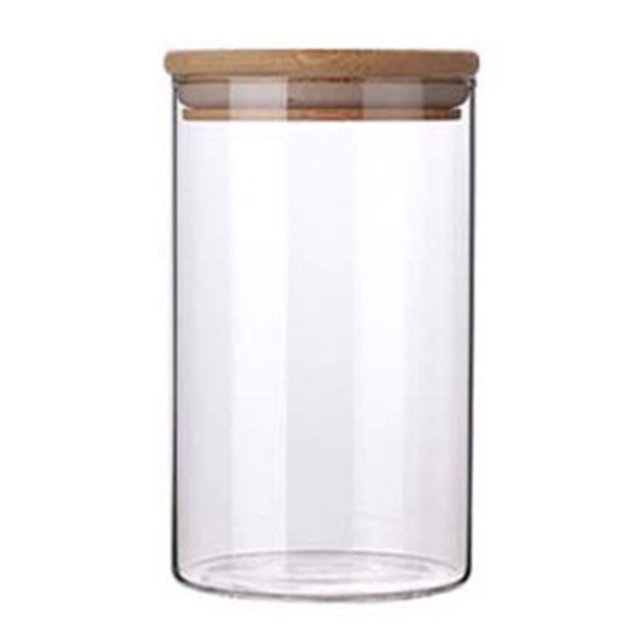 Transparent Clear High Cylinder Glass Sealed Kitchen Storage Bottle Jar with Lid Organization Container