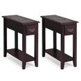 thumbnail image 1 of Giantex Narrow End Table, Slim Side Table w/Drawer, ightstand Bedside Table for Small Spaces, (2, Espresso), 1 of 1