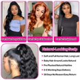 thumbnail image 3 of Perruque Lace Front Transparente Frontale Sans Colle Cheveux HD pour Femmes Noires, 3 of 8