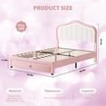 thumbnail image 2 of Full Upholstered LED Platform Bed Frame with Storage Drawer Velvet Princess Headboard No Box Spring Needed Pink, 2 of 7