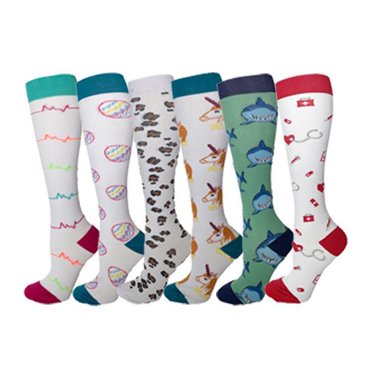 6 Pairs Compression Socks for Women, Socks for Nurses, Medical, Running, Cycling, Athletic (L/XL)