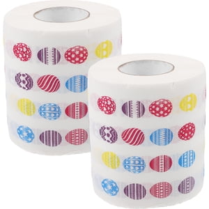 2 Rolls of Toilet Paper Easter Printed Roll Paper Decorative Fun Printing Napkin Bathroom Tissue