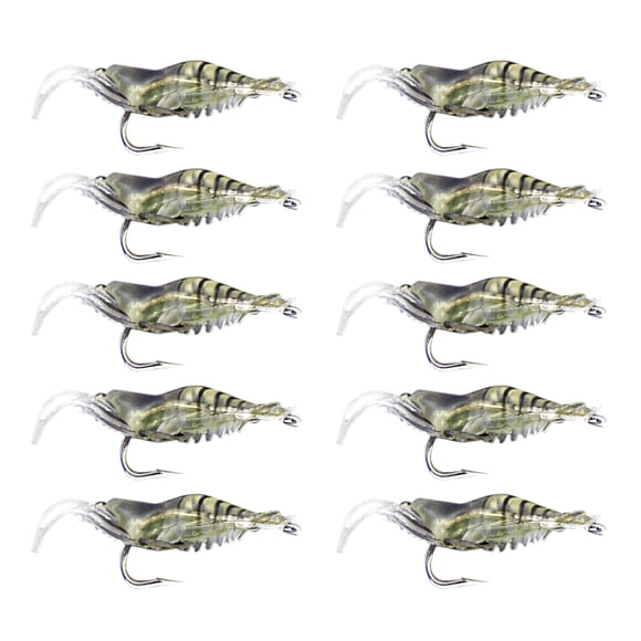 Leurres de Pêche, 10 Pcs Crevettes Simulées Leurre Souple Appât Hameçon Équipement Leurres de Pêche à l'Achigan pour Bricolage Équipement de Pêche à l'Achigan