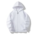 thumbnail image 1 of Milgrthf Unisexe Garçons Filles Chandails d'Automne Sport Décontracté Manches Longues Fermeture Éclair Complète Mignon Col Ras du Cou Basique Couleur Unie Chandails à Capuchon Chandail avec Poche Blanc 4-5 Ans, 1 of 5