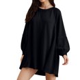 thumbnail image 1 of TopLLC Longues Robe à Manches à Col Rond Longueur Genou Mode Chandail Surdimensionné Décontracté pour Femmes Robe à Manches Longues à Col Rond Robes Patchwork pour Dames Robe pour Femmes en Liquidation, 1 of 7