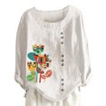thumbnail image 1 of Pompotops Mode Femmes Décontracté Bouton Imprimé Floral Manches Courtes T-Shirt Blouse Hauts Liquidation, 1 of 4