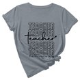 thumbnail image 2 of SMihono Hauts pour Femmes Été Chic Décontracté Mode pour Femmes Ample Col Rond Chandail à Enfiler de Base Fête des Enseignants Mignon Imprimé Manches Courtes Haut T-Shirt T-Shirt Oversize pour Femmes 2023, 2 of 6