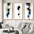 thumbnail image 1 of Designart « Heartbeat Rhapsody Turquoise and Gold Ink Cloud II » Peinture Abstraite Ensemble d'Art Mural Encadré de 3 - Ensemble de Toiles à Cadre Moderne Turquoise pour Déco de Salon, 1 of 6
