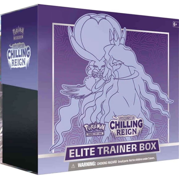 Pokemon Sword & Shield Règne Glacial SHADOW Rider Calyrex Coffret d'Entraîneur Élite (8 Paquets Booster, 65 Protège-Cartes, 45 Cartes Énergie et Plus)