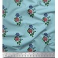 thumbnail image 1 of Soimoi Polyester Crepe Fabric Leaves & Floral Block Print Sewing Fabric Yard 52 Inch Wide, 1 of 3