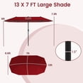 thumbnail image 3 of Costway Parasol de Patio Grand de 13 Pi, Parasol de Marché Extérieur à Double Face pour Table, pour Jardin, Vin, 3 of 10