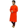 thumbnail image 4 of Atasi Ethnic Men's Kurta Pyjama Set Orange Bollywood Designer Shirt-Large, 4 of 7