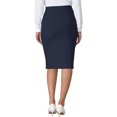 thumbnail image 3 of Unique Bargains Jupe Crayon pour Femme, Jupe Midi de Travail à Taille Haute Plissée à l'Avant, Bleu Foncé, S, 3 of 6