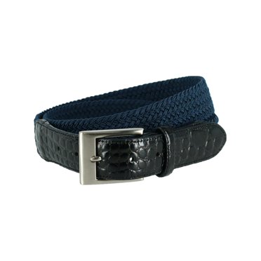 CTM® Braided Elastic Stretch Belt with Croc Print End Tabs (Men's)
