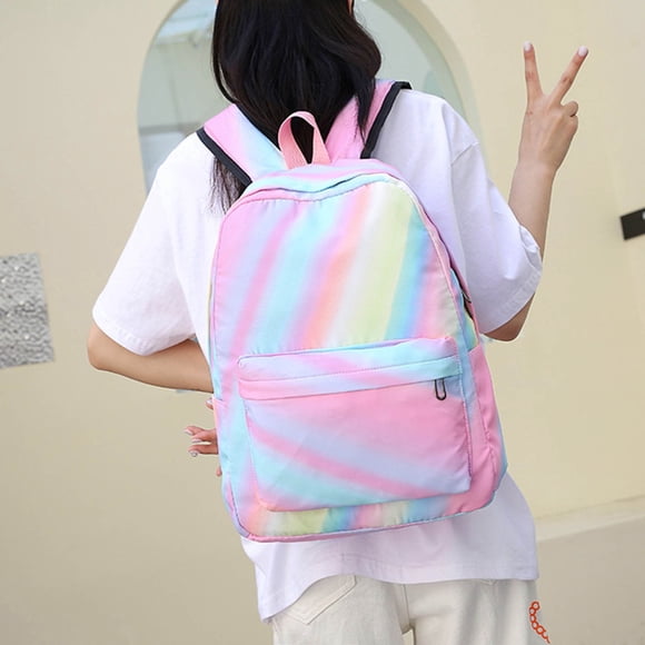 Stylish Lightweight Backpack Rainbow Gradient Design With Lunch Bag - for School Travel or Outdoor Adventures