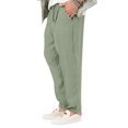 thumbnail image 3 of Innerwin Trousers Drawstring Men Bottoms Holiday High Waist Lightweight Summer Pants Green M, 3 of 4