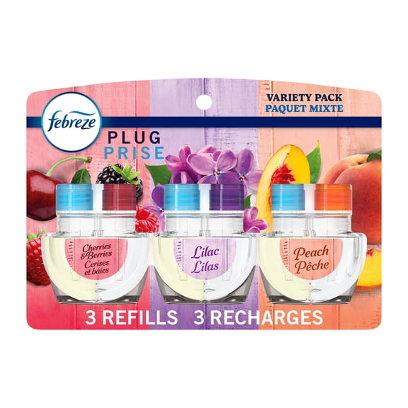 Assainisseur d’air à brancher Febreze, recharge d’huile parfumée qui combat les odeurs, assortiment de parfums printaniers, 3 recharges