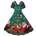 thumbnail image 4 of Jsaierl Robes de Noël pour Femmes 2024 Élégantes Décontractées à Manches Courtes Robe en Dentelle Robe de Fête des Fêtes Cocktail Robe à Volants, 4 of 9