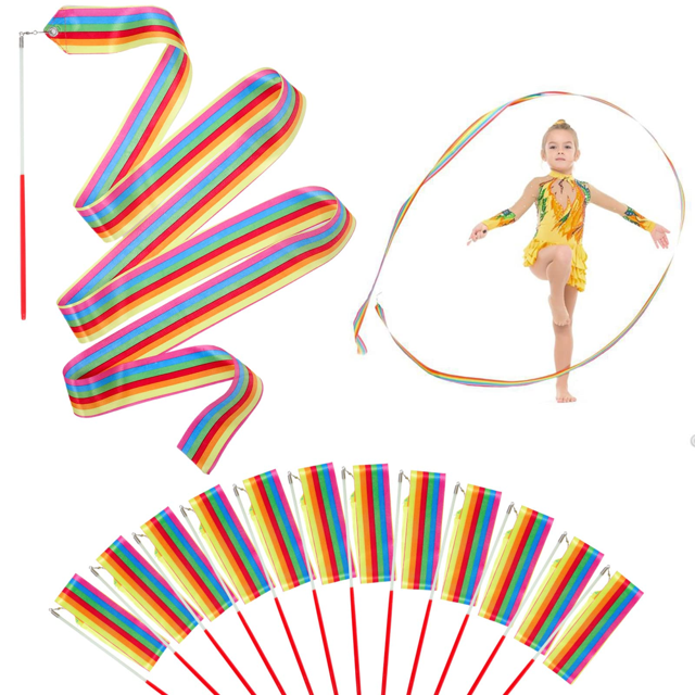 Rhythmic Dance Ribbons Gymnastics Ribbon Streamers Dancing Streamers Baton Twirling for Artistic Dancing Gymnastics Kids Dancing