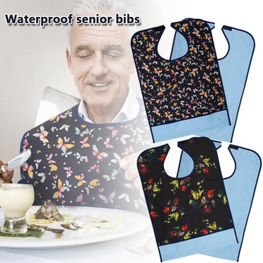 PENGXIANG Adult Bibs Waterproof Mealtime Bib Protector Adult Disability Aid Bibs Washable Reusable Adult Bib for Eating 65 x 45 cm Dining Bibs Clothing Protector with Crumb Catcher