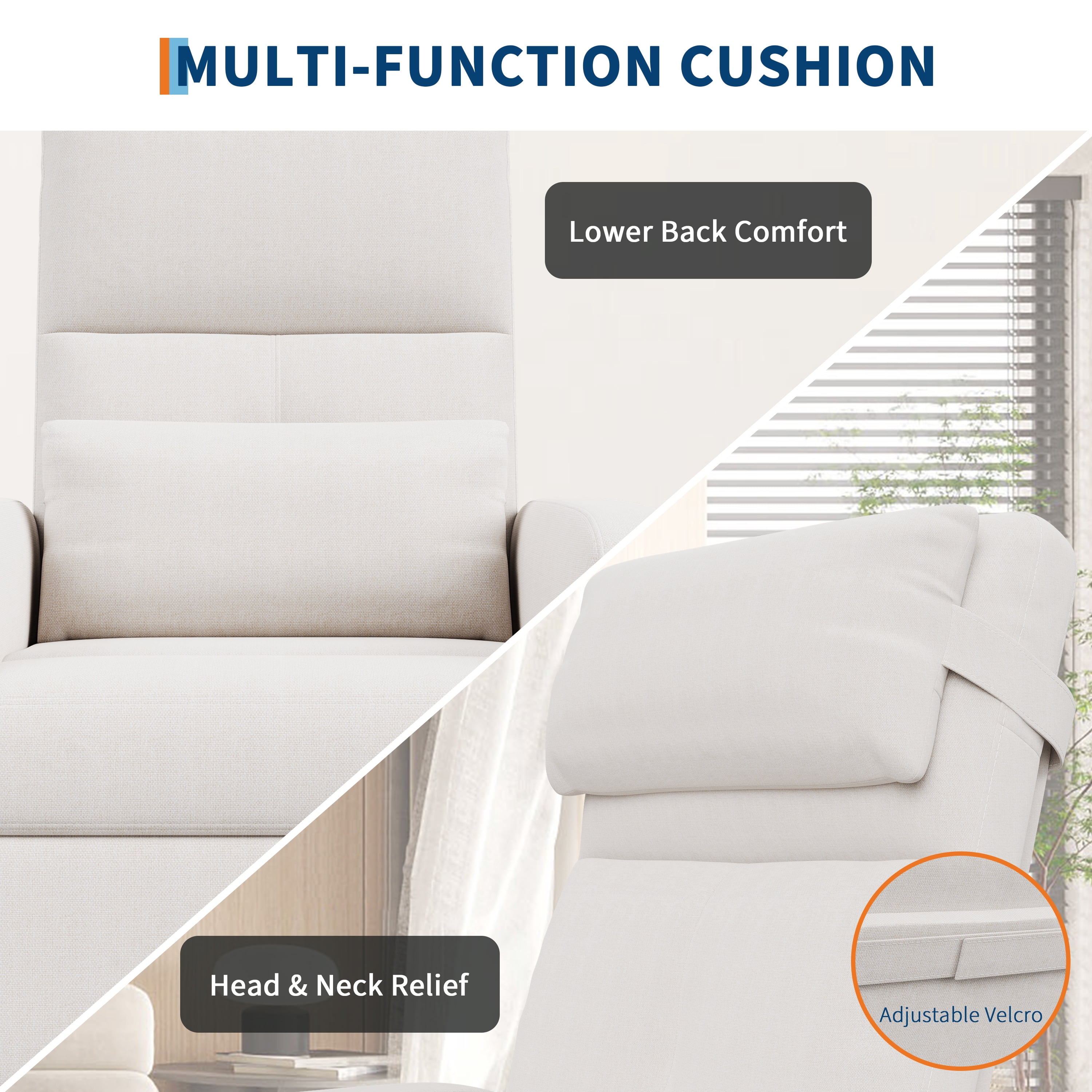 Power Recliner Chair with Heat & Massage, Electric Lift Recliner with Padded Seat & 2 Side Pockets, Single Sofa Seat for Living Room, Bedroom