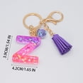 thumbnail image 2 of Resin Glittering Letter Keychain, Color Stitching Stitching Flowing Soverell, Purple Drop Glue English Character Key Chain Christmas Party Table Decorations Centerpieces Clear Acrylic Beads Bulk Stain, 2 of 3