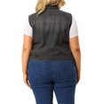 thumbnail image 3 of GRACE & GRANDEUR Veste Sans Manches en Denim Style Camionneur à Fermeture Éclair devant pour Femme Grande Taille, 3 of 6