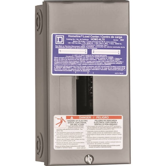 Homeline Square D HOM24L70S Load Center, 120/240 VAC, 70 A, Main lug