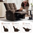 thumbnail image 3 of Swivel Rocker Recliner Chair with Heat and Massage&Adjustable Footrest for Elderly Adults,360° Swivel Rocking Sofa with Handrail and Backrest &Cup Holders Overstuffed Cushion for Back Pain Relief, 3 of 6