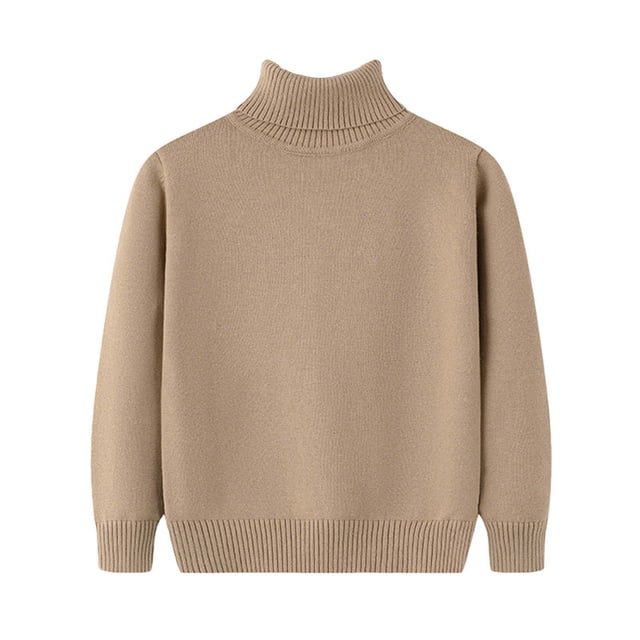 Dealovy Toddler Baby Sweaters Solid Color Pullover Basic Top Kids Fall High Neck Long Sleeve Cotton Blouses