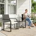 thumbnail image 2 of Outsunny 3 Pieces Wicker Patio Furniture Rocking Bistro Set with Cushions, 2 of 10