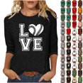 thumbnail image 1 of QATAINLAV T-Shirts Graphiques de Rugby pour Femmes Jour de Match 2025 Été Manches 3/4 Hauts Coupe Ample Décontractés Col Rond Blouses Tenues de Vacances Liquidation Soldes Vert G, 1 of 5