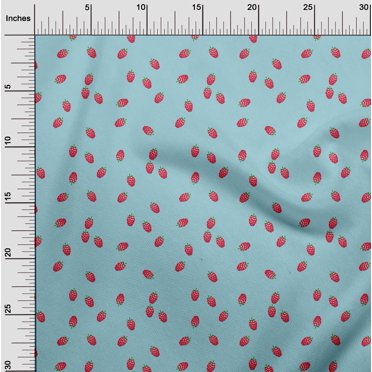 oneOone Tissu Georgette Viscose Tissu à Imprimé Framboise Fruit BTY 42 Pouces de Large
