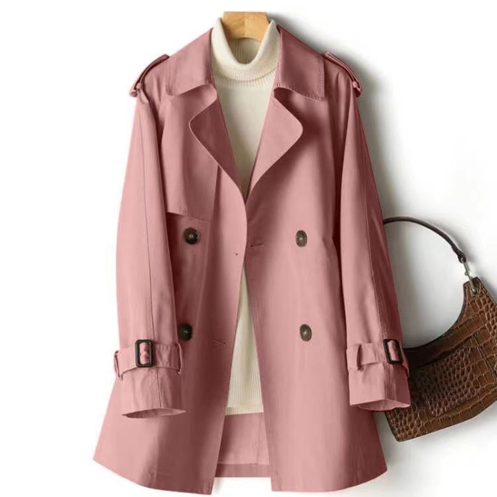 Mceream 2025 Women Trench Coat Lapel Double Breasted Windbreaker