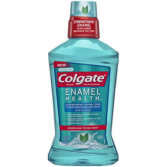 Colgate Enamel Health Anticavity Fluoride Mouthwash, Sparkling Fresh Mint, 16.9 fl oz