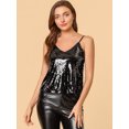 thumbnail image 4 of INSPIRE CHIC Camisole Courte à Paillettes pour Femme à Bretelles Spaghetti TP Noir, 4 of 6
