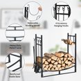 thumbnail image 4 of Patiojoy 30" Firewood Rack with Tool Set 30" Fireplace Log Holder for Indoor&Outdoor Wood Stacker Lumbar Storage Organizer, 4 of 8
