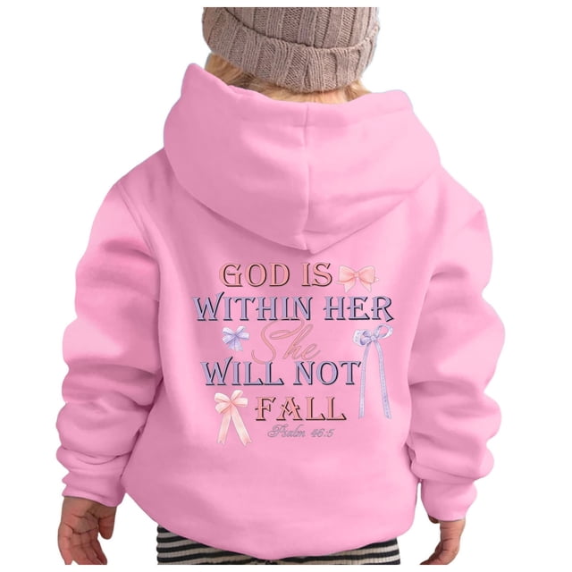 FAOWME Sweat à Capuche Décontracté pour Garçons et Filles, Manches Longues, Imprimé Mignon, Rose, 8-10 Ans