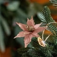 thumbnail image 1 of 28cm High Grade Adhesive Powder Simulation Christmas Flowers in Gold Champagne Burgundy Colors for Tree Decoration, 1 of 6