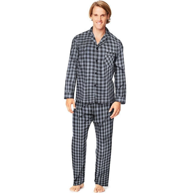 Hanes Pyjama Tissé pour Homme, P, Carreaux Gris/noir