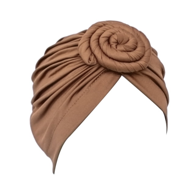 Lot de 1 Disque Concentrique Turban Africain Pré-Noué Léger Mode Couvre-Chefs pour Femmes Café