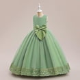 thumbnail image 4 of GDREDA Robes d'Été Décontractées pour Fille Robe à Paillettes pour Enfants Robe à Grand Nœud Robe de Demoiselle d'Honneur pour Fille Robe pour Enfants Vert Pâle, 6-7 Ans, 4 of 9