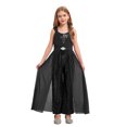 thumbnail image 1 of TiaoBug Combinaison à Sequins pour Filles Combinaisons Sans Manches Robe Maxi en Chiffon Combinaisons pour 7-14 Ans Noir 10, 1 of 6